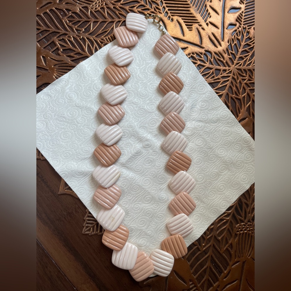 Beige and Cream Geometric Necklace